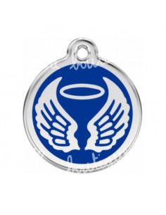 Médaille bleu foncé avec ailes d'ange pour chat
