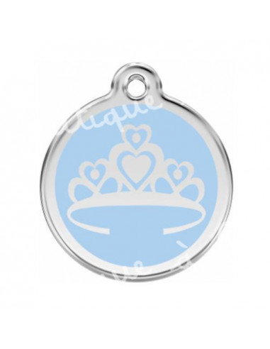 Médaille bleu clair avec couronne de princesse pour chat
