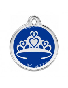 Médaille bleu foncé avec couronne de princesse pour chat