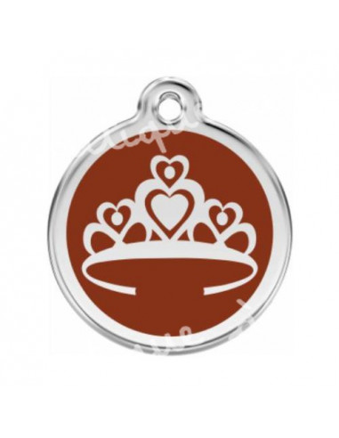 Médaille marron avec couronne de princesse pour chat