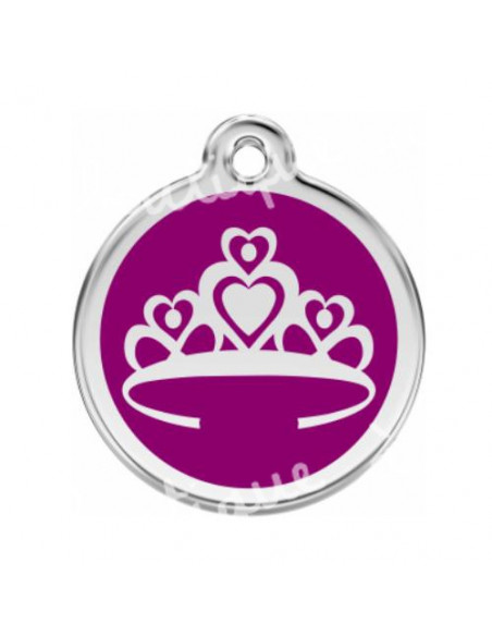 Médaille violette avec couronne de princesse pour chat