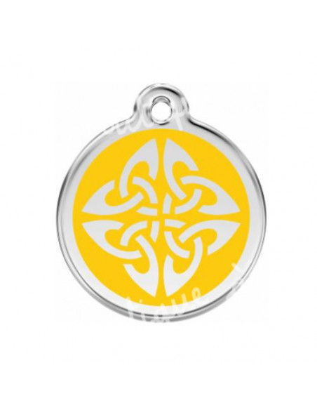 Médaille jaune avec logo tribal pour chat