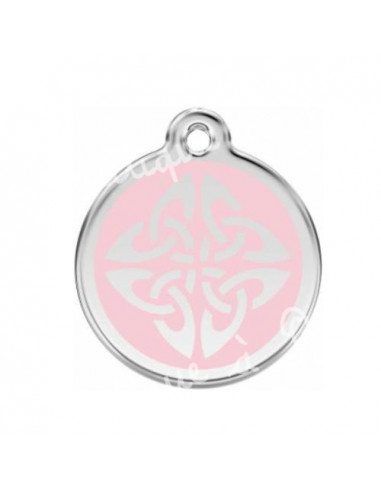Médaille rose avec logo tribal pour chat