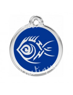 Petit Médaillon Style poisson tribal bleu foncé pour chat