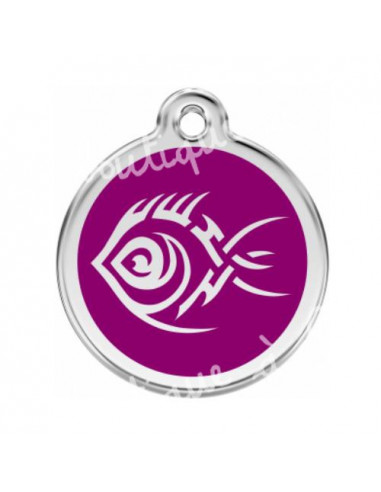 Médaille avec poisson tribal violet pour chat