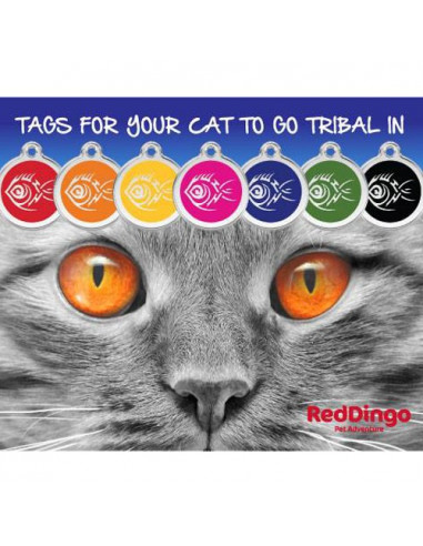 Médaille Red Dingo pour chat poisson tribal fond violet 2cm Médaille Red Dingo pour chat poisson tribal fond violet 2cm