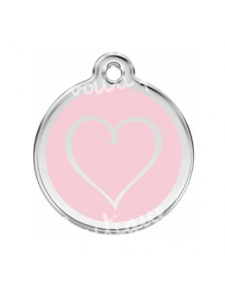 Médaille rose avec cœur tribal pour chat