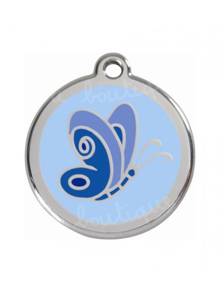 Médaille bleu pour chat avec papillon