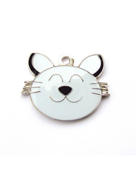 Médaille forme Chat Zen Blanche