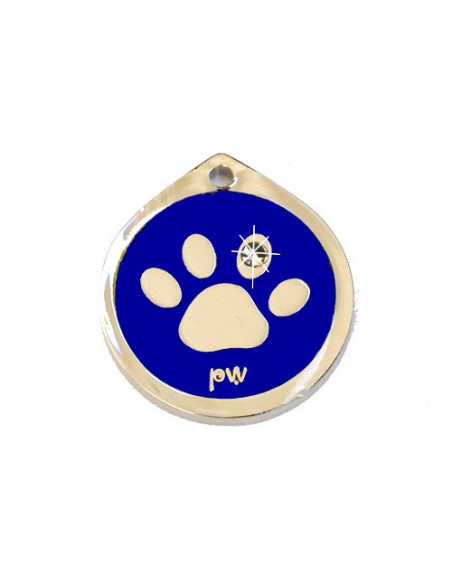 Style de Médaille bleu avec patte de chat et strass pour Chat