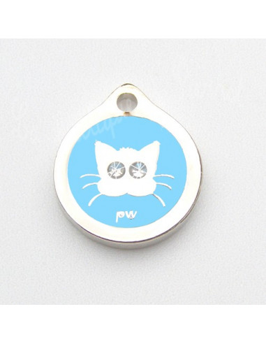 Médaille pour chat Yeux BleuStrass