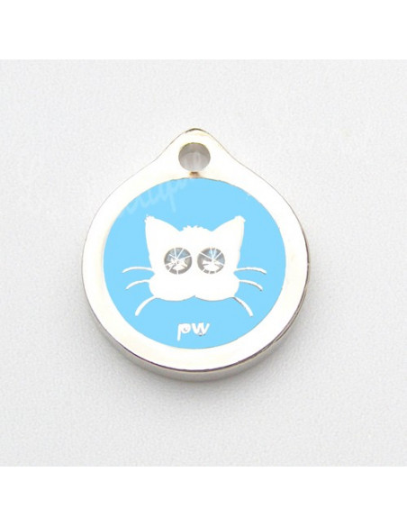 Médaille pour chat Yeux BleuStrass