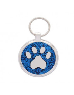 La Boutique à Pierrot - Médaille gravée  pour Chat Patte Pailletée Bleu 2,5cm