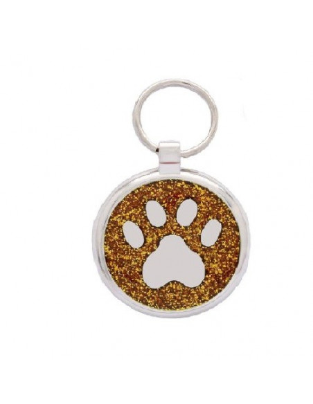 La Boutique à Pierrot - Médaille gravée  pour Chat Patte Pailletée dorée 2,5cm