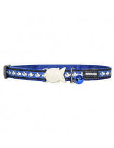 Collier bleu foncé pour chat red dingo avec poissons réfléchissants