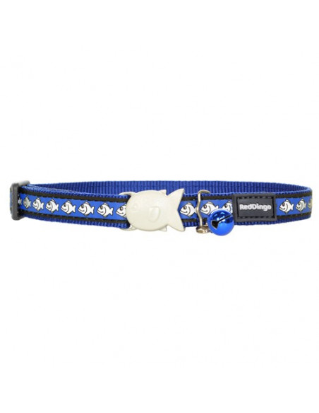 Collier bleu foncé pour chat red dingo avec poissons réfléchissants