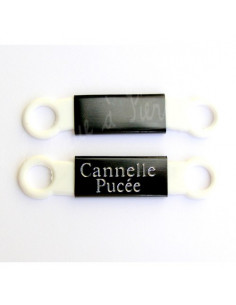 Support blanc et Plaque gravée pour collier chat