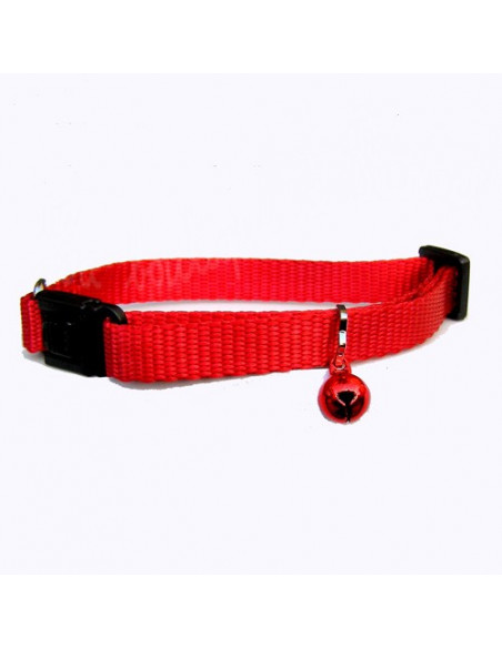 Collier Martin Sellier rouge pour chat avec sécurité et grelot