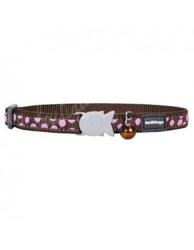 Collier Red Dingo marron à pois roses pour chat