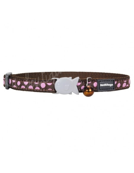 Collier Red Dingo marron à pois roses pour chat