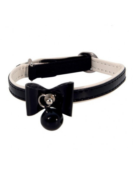Collier pour chat noir avec nœud et grelot Doogy Butterfly