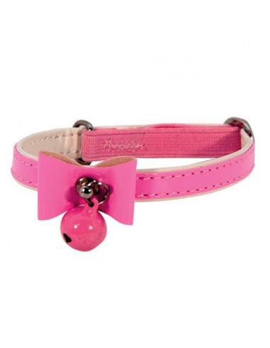 Collier pour chat rose Motif nœud et grelot Doogy Butterfly