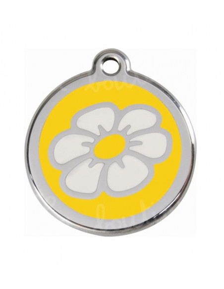 Médaillon gravé pour Chat red dingo 2cm, Fleur BD Jaune 2cm