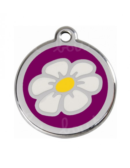 Médaillon gravé pour Chat red dingo 2cm, Fleur BD violet 2cm