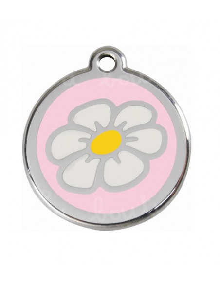 Médaillon gravé pour Chat red dingo 2cm, Fleur BD rose 2cm
