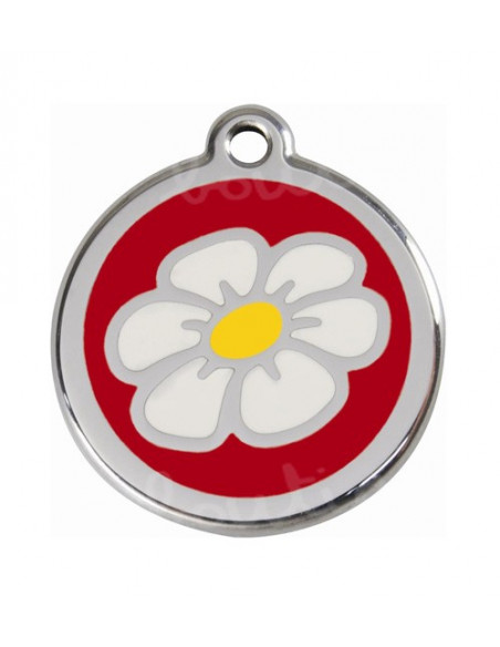 Médaillon gravé pour Chat red dingo 2cm, Fleur BD rouge 2cm