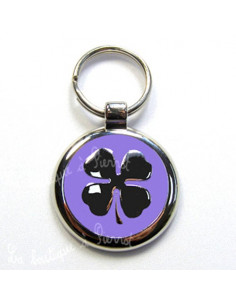 La Boutique à Pierrot - Médaille mauve avec trèfle gris pour chien