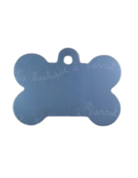 Médaille pour chien forme os alu bleu ciel