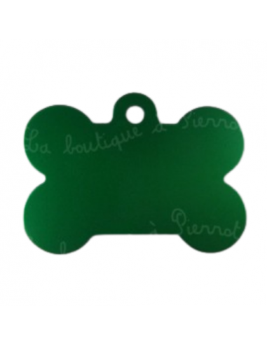 Médaille pour chien forme os alu vert
