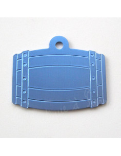 Pour chien Médaille Forme Petit Tonneau Bleu ciel en Aluminium