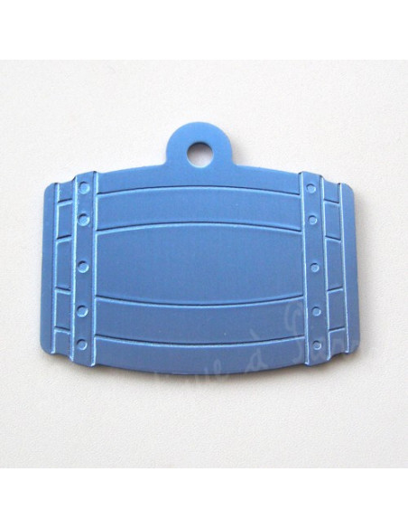 Pour chien Médaille Forme Petit Tonneau Bleu ciel en Aluminium