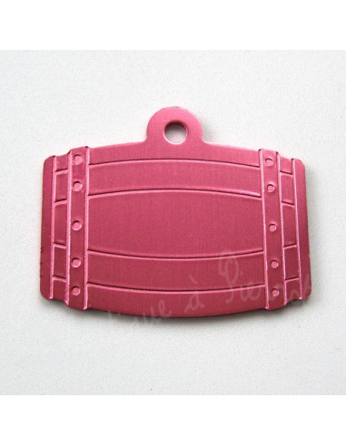 Médaille d'identité pour chien. Forme Tonneau Rose