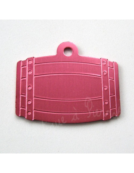 Médaille d'identité pour chien. Forme Tonneau Rose
