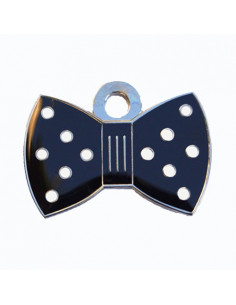 Médaille noire à pois blancs en forme de nœud papillon