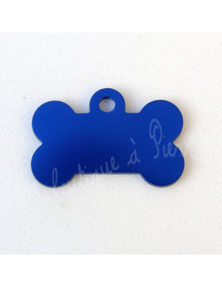 Petite Médaille Gravée pour chien forme Mini Os Bleu