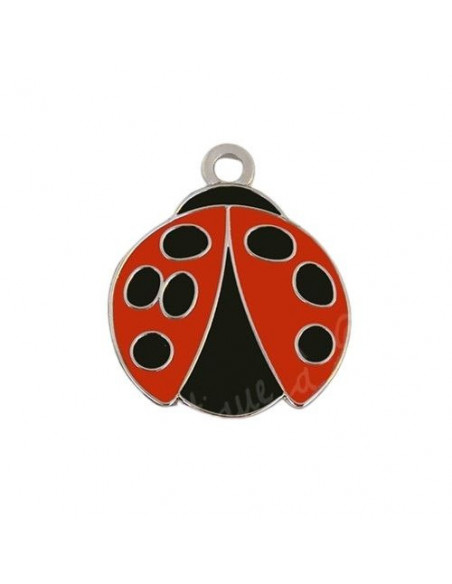 Pendentif gravée pour chien forme petite coccinelle rouge