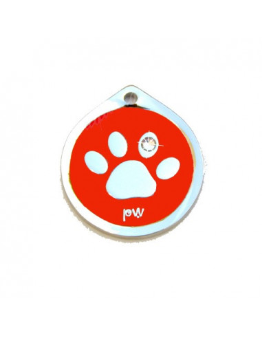 Médaille orange avec patte de chien et strass 2cm