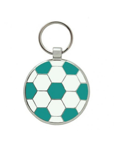 Médaille gravée chien Style Football Turquoise 2,5 cm