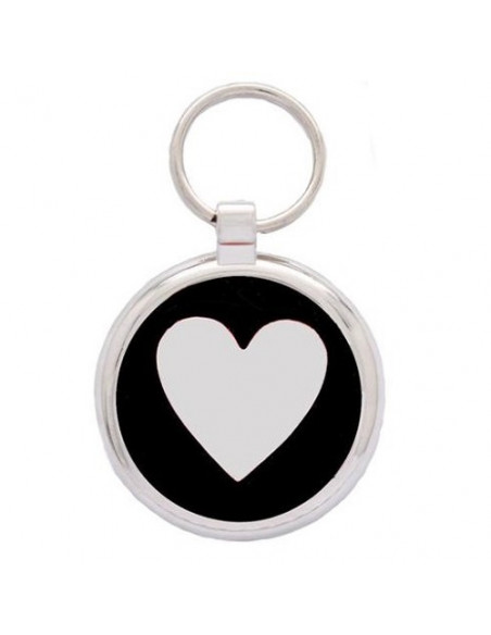 Médaille pour chien motif en relief 2D coeur noir 2,5cm