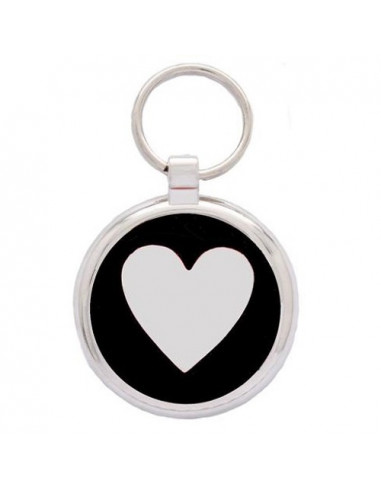 Médaille pour chien noire avec coeur émaillé en relief de 3cm