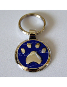 Médaille pour chien bleu marine avec patte