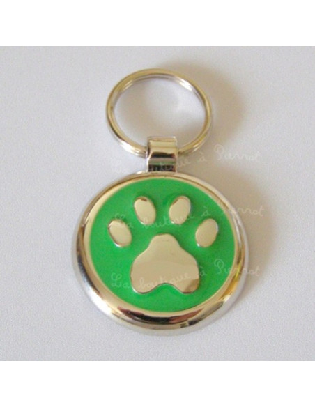 Médaille pour chien verte avec patte