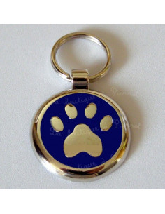 Médaille pour chien avec patte bleu marine
