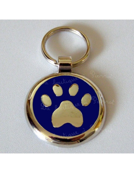 Médaille pour chien avec patte bleu marine