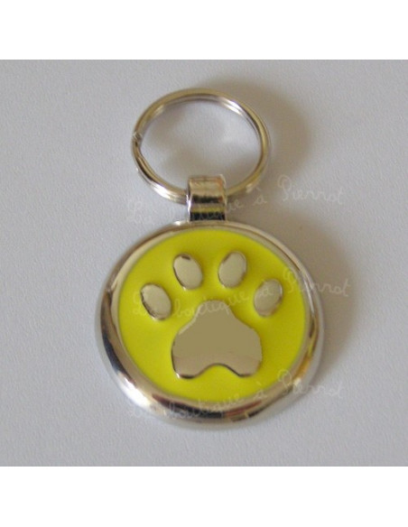 Médaille patte jaune GM style relief en 2D pour chien