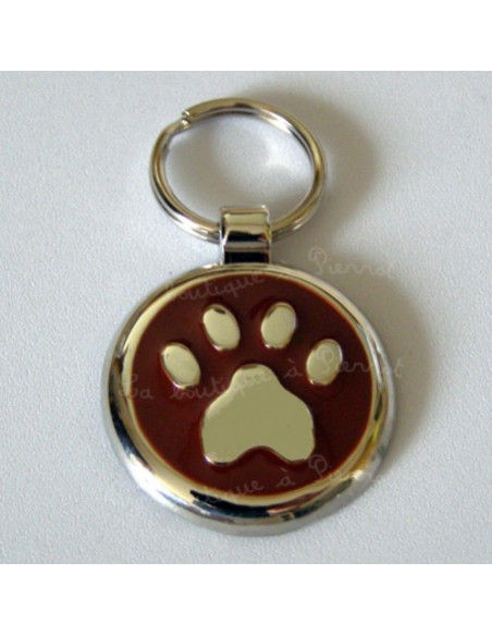 Médaille pour chien marron avec patte style Relief Grand Modèle